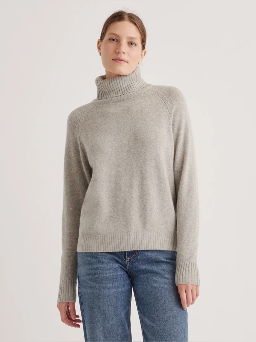 Quince 100% Yak Wool Turtleneck Sweater Gray Womens Size Large Soft Minimalist